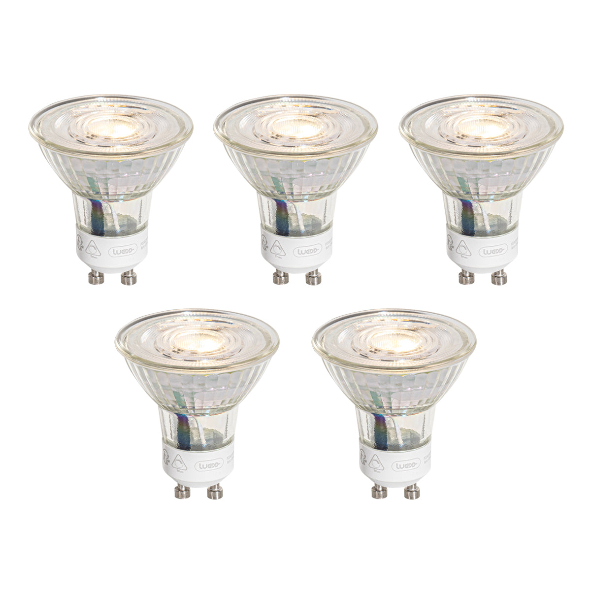 LUEDD Set van 5 GU10 50mm 3-staps dimbaar in Kelvin LED lampen helder
