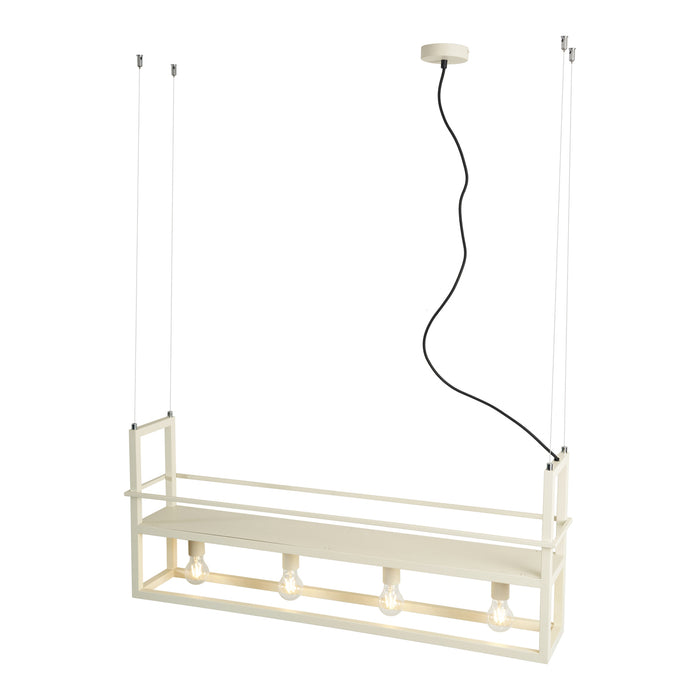 QAZQA Industriële hanglamp beige 4-lichts - Cage Rack