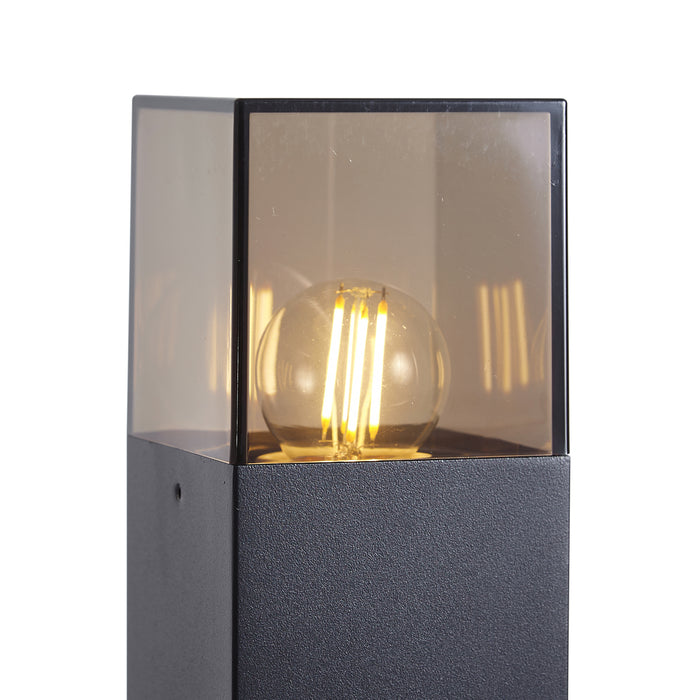 QAZQA Modern buiten paaltje zwart met smoke glas 50cm met