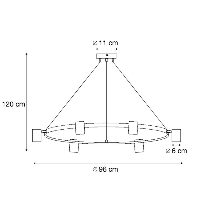 QAZQA Moderne hanglamp zwart 6-lichts - Jeana Circle