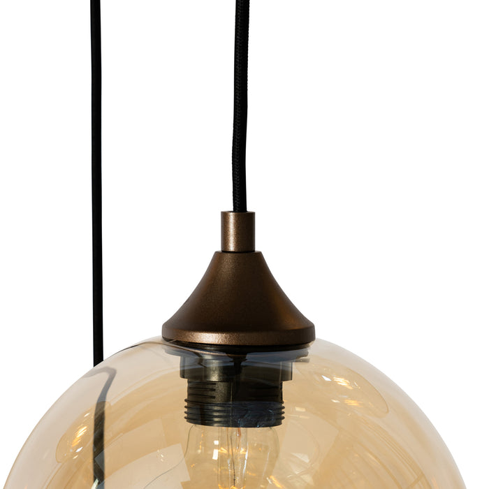 QAZQA Smart hanglamp donkerbrons met amber glas ovaal 8-lichts incl.
