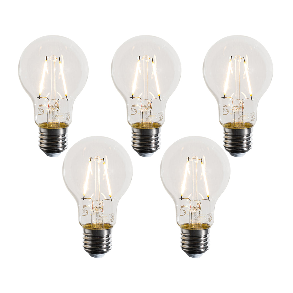 LUEDD Set van 5 E27 LED lampen A60 helder 3W 320 lm 2700K