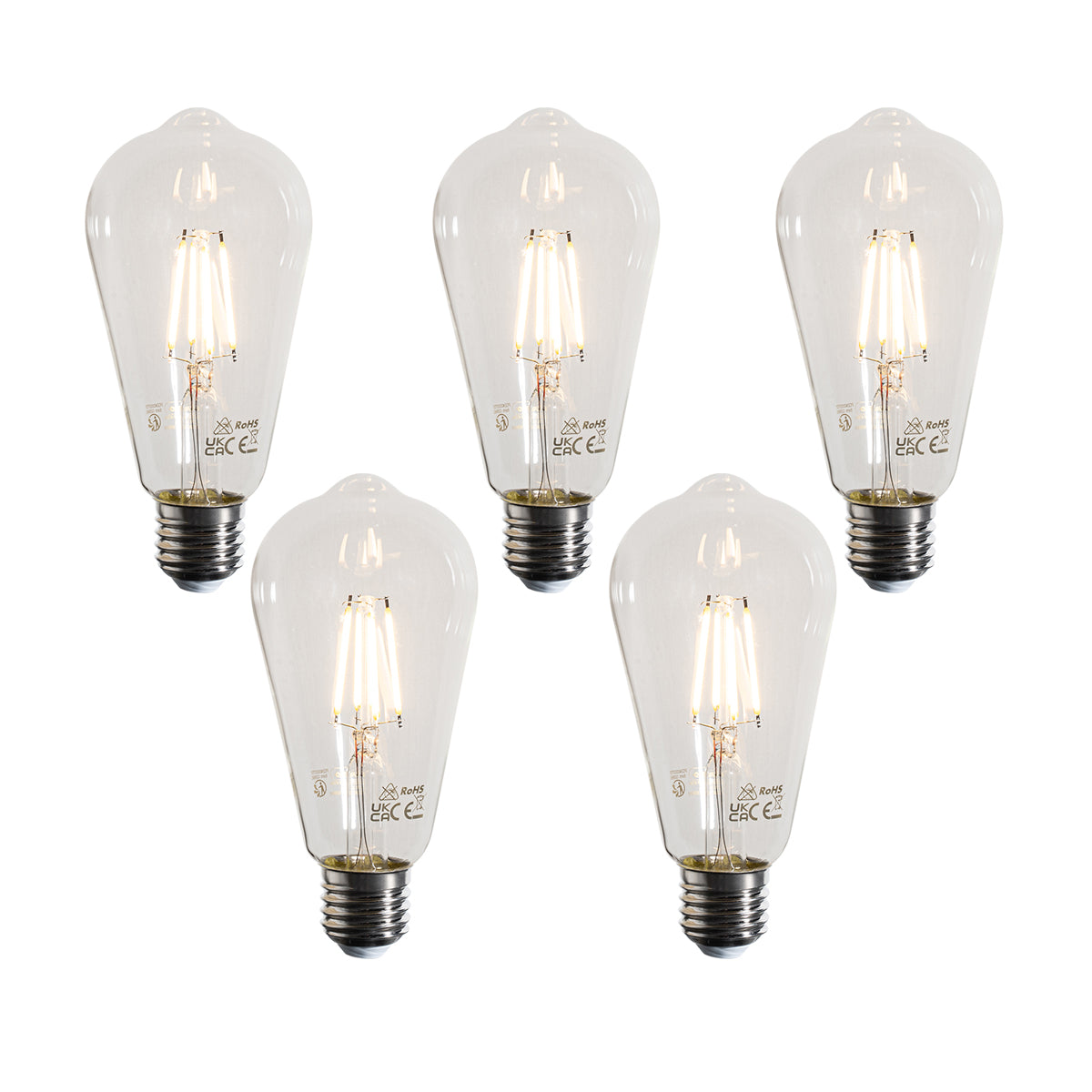 LUEDD Set van 5 E27 LED lamp filament ST64 helder 4W 470 lm 2700K