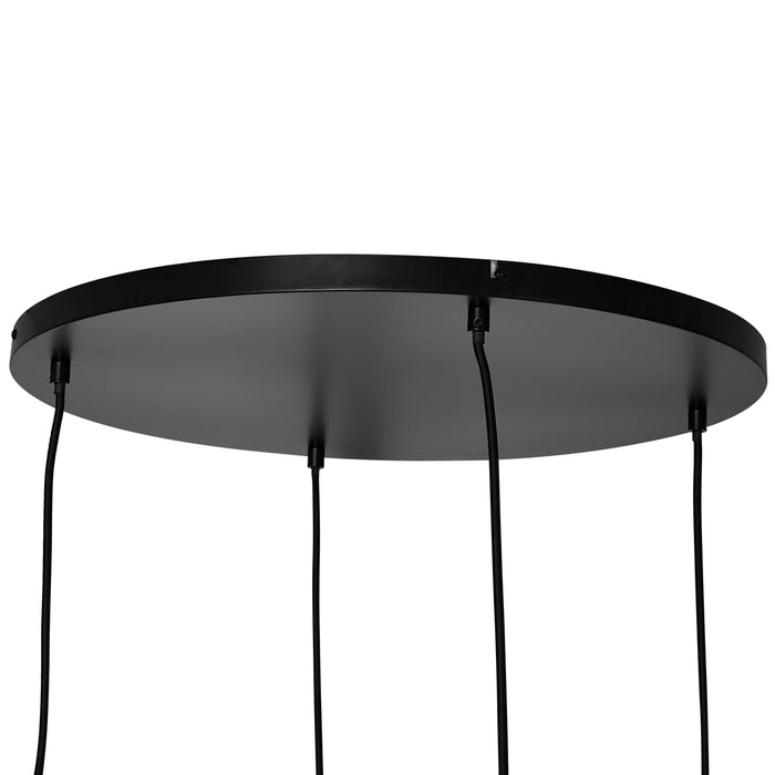 QAZQA Art Deco hanglamp zwart met smoke glas rond 4-lichts - Bao