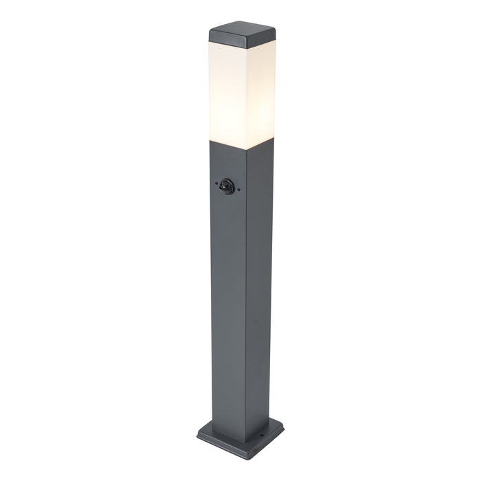 QAZQA Buitenlamp donkergrijs met opaal glas 80cm IP44 met stopcontact
