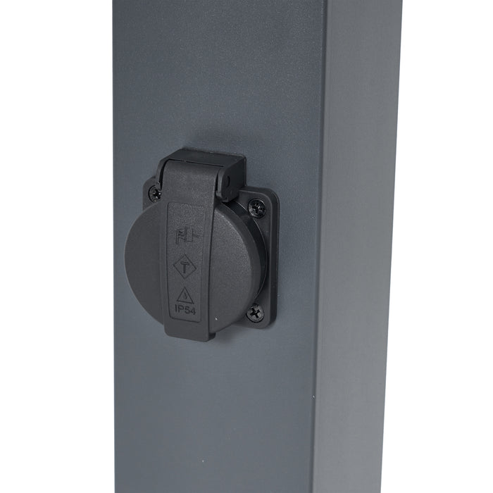 QAZQA Buitenlamp donkergrijs met opaal glas 80cm IP44 met stopcontact