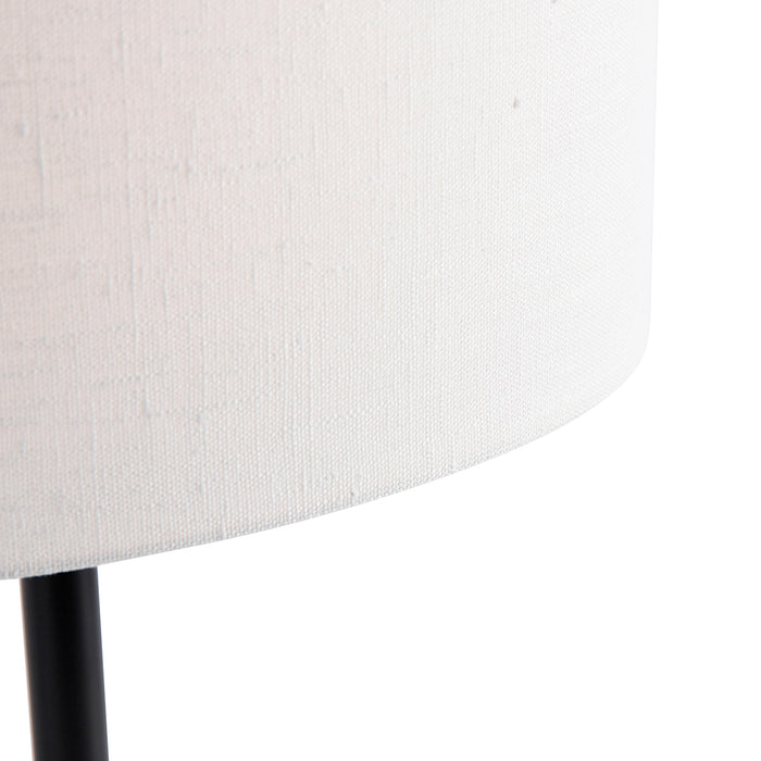 QAZQA Tafellamp zwart met ovale linnen kap wit 35cm - Simplo