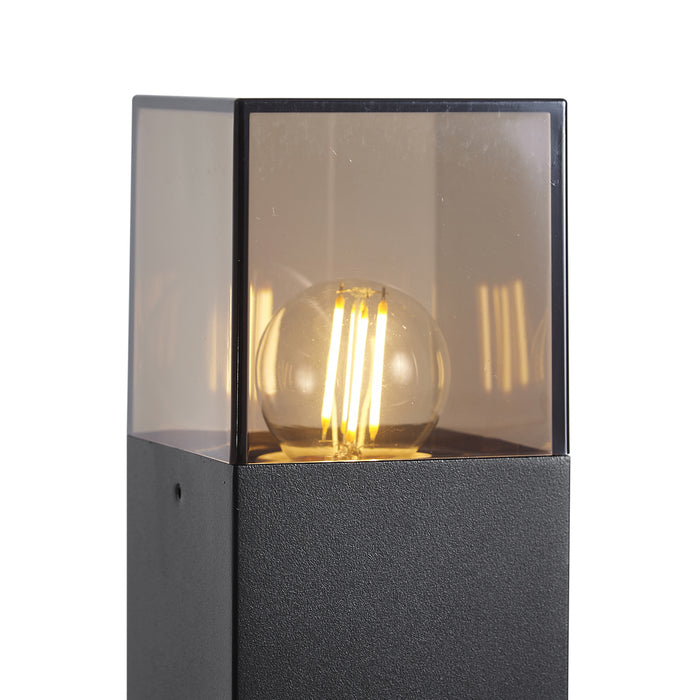 QAZQA Modern buiten paaltje zwart met smoke glas 70cm met