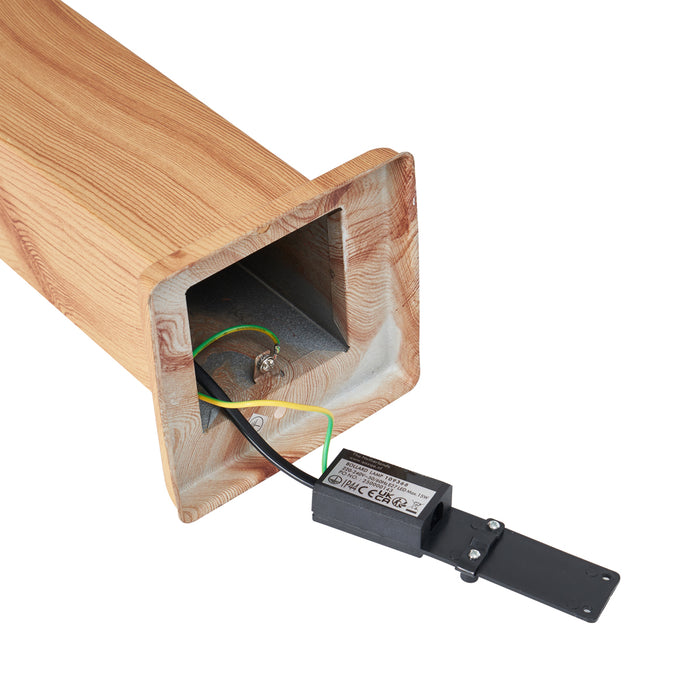 QAZQA Moderne staande buitenlamp staal met hout print 80cm IP44 -