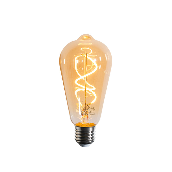 LUEDD E27 dimbare LED lamp spiraal filament ST64 goud 4W 270 lm 2100K