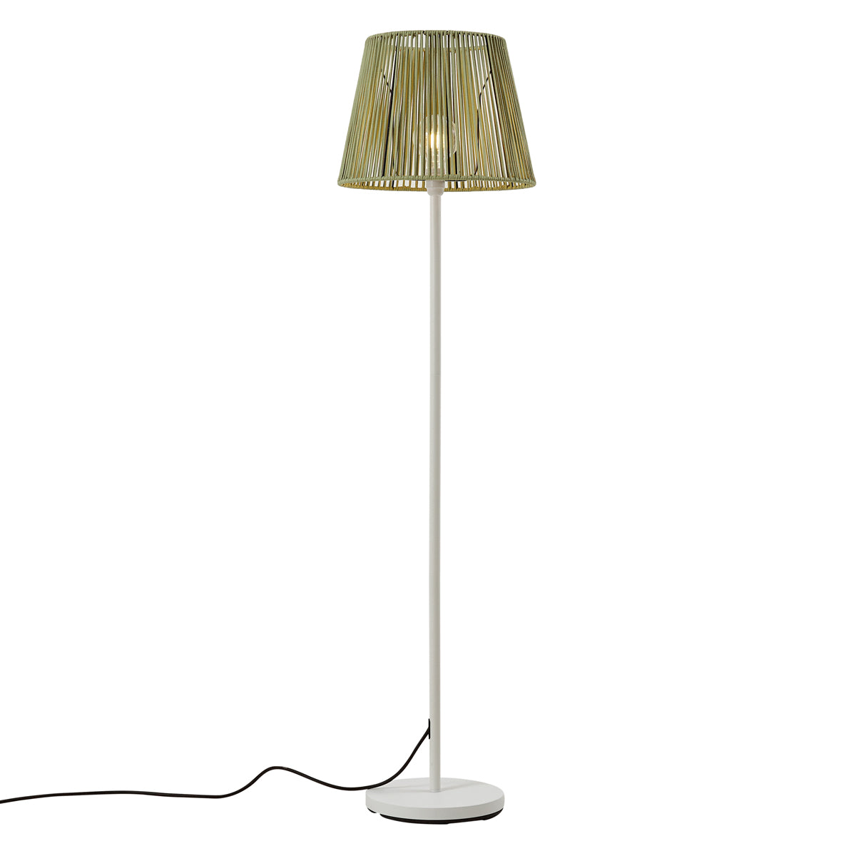 QAZQA Buiten vloerlamp wit met kap groen touw IP44 - Virginia Jayla