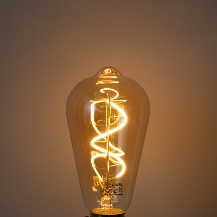 LUEDD E27 dimbare LED lamp spiraal filament ST64 goud 4W 270 lm 2100K
