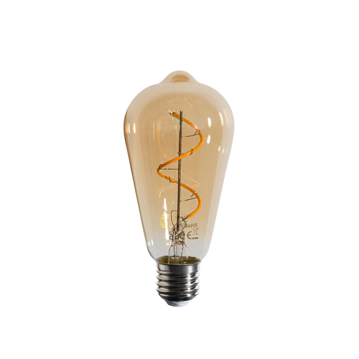 LUEDD E27 dimbare LED lamp spiraal filament ST64 goud 4W 270 lm 2100K