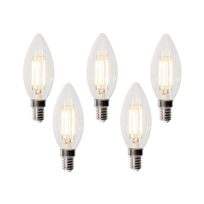 LUEDD Set van 5 E14 3-staps dimbare LED lampen B35 helder 4W 450 lm