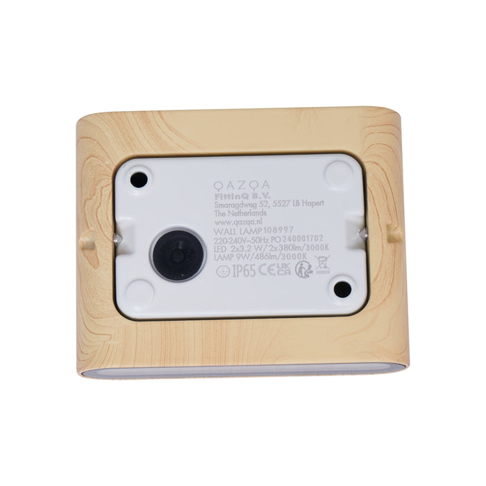 QAZQA Scandinavische buiten wandlamp hout print 11,5cm incl. LED IP65