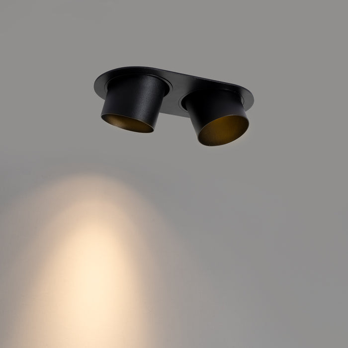 QAZQA Set van 6 inbouwspots zwart GU10 70mm kantelbaar 2-lichts -