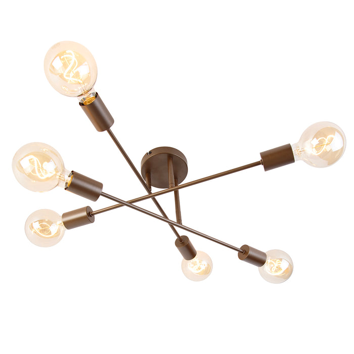 QAZQA Smart plafondlamp donkerbrons 6-lichts incl. 6 Wifi G95 -