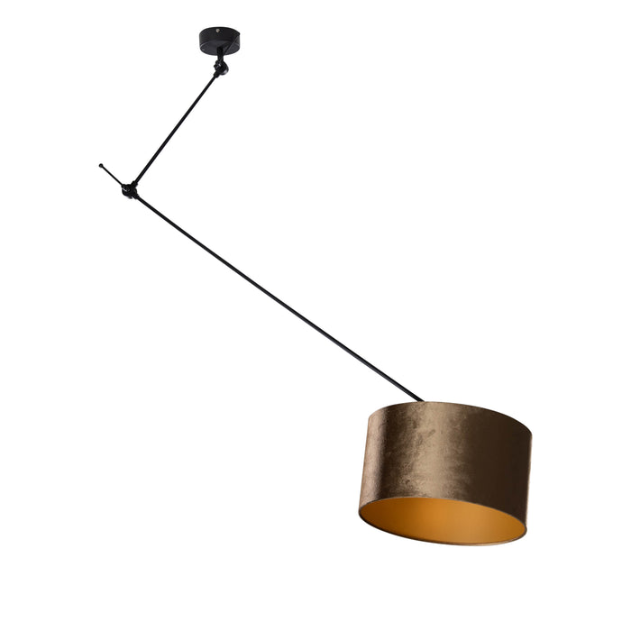 QAZQA Hanglamp zwart met velours kap brons 35cm - Blitz