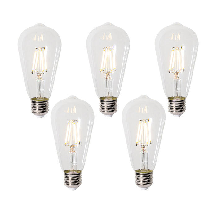 LUEDD Set van 5 E27 dimbare LED lampen ST64 clear 5W 600 lm 2700K