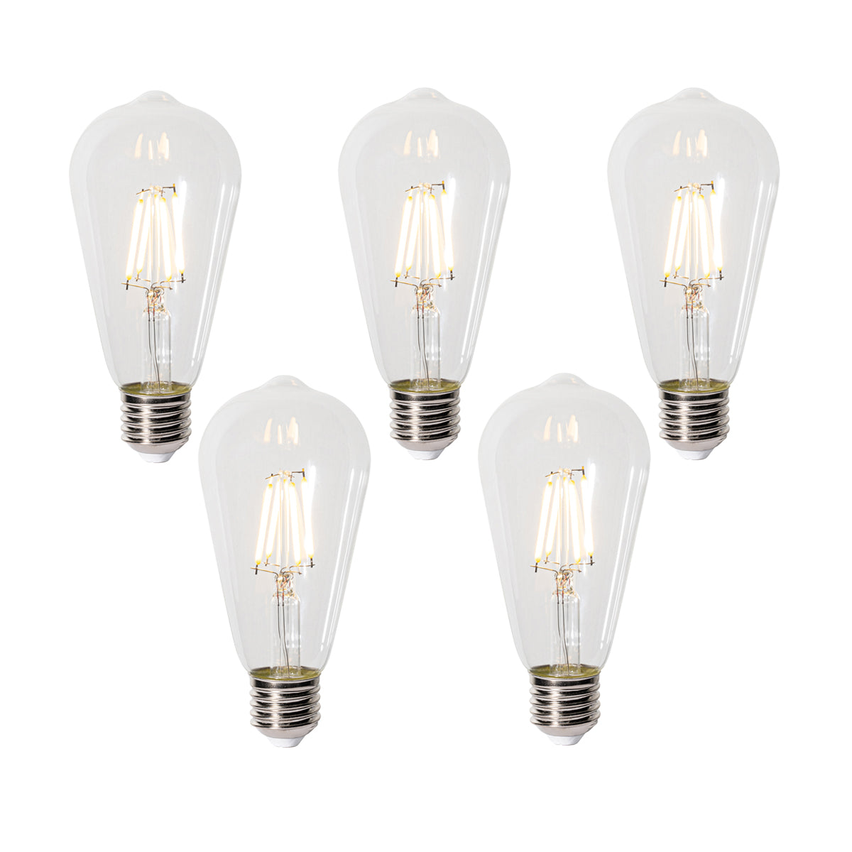 LUEDD Set van 5 E27 dimbare LED lampen ST64 clear 5W 600 lm 2700K