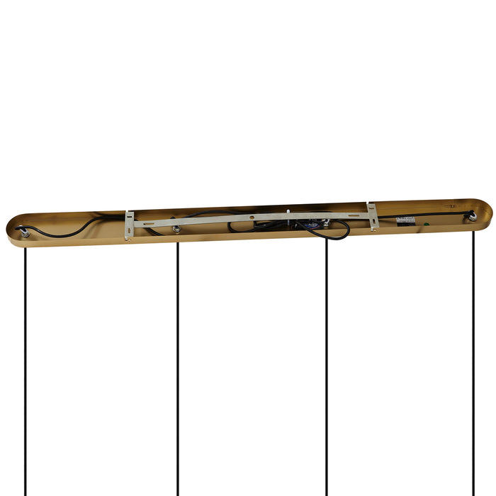 QAZQA Hanglamp brons met smoke amber en groen glas langwerpig