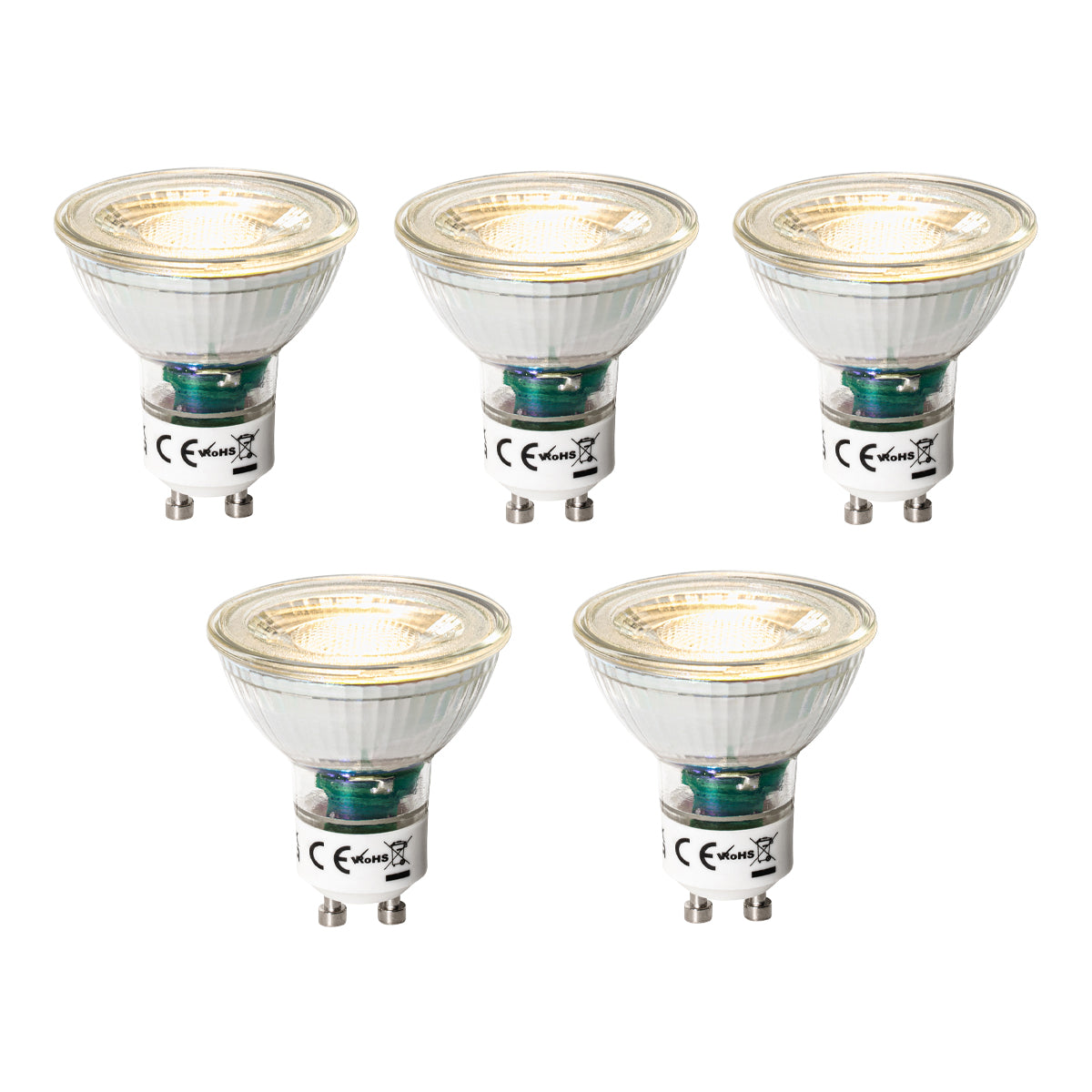 LUEDD Set van 5 GU10 3-staps dimbare LED lampen 7W 600 lm 2700K