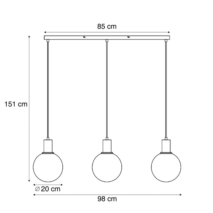 QAZQA Design hanglamp zwart met regenboog glas langwerpig 3-lichts -