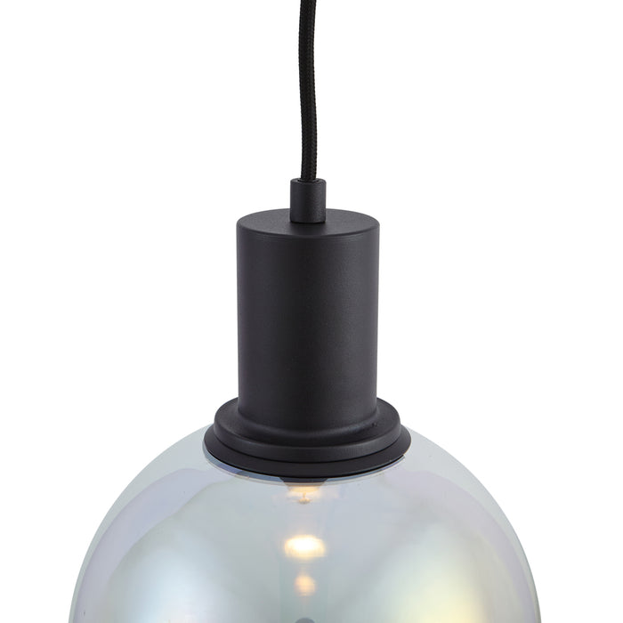 QAZQA Design hanglamp zwart met regenboog glas langwerpig 3-lichts -