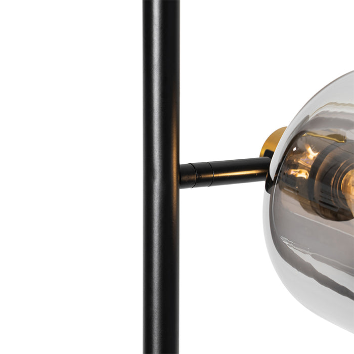 QAZQA Smart vloerlamp zwart met goud met smoke glas 3-lichts incl. 3