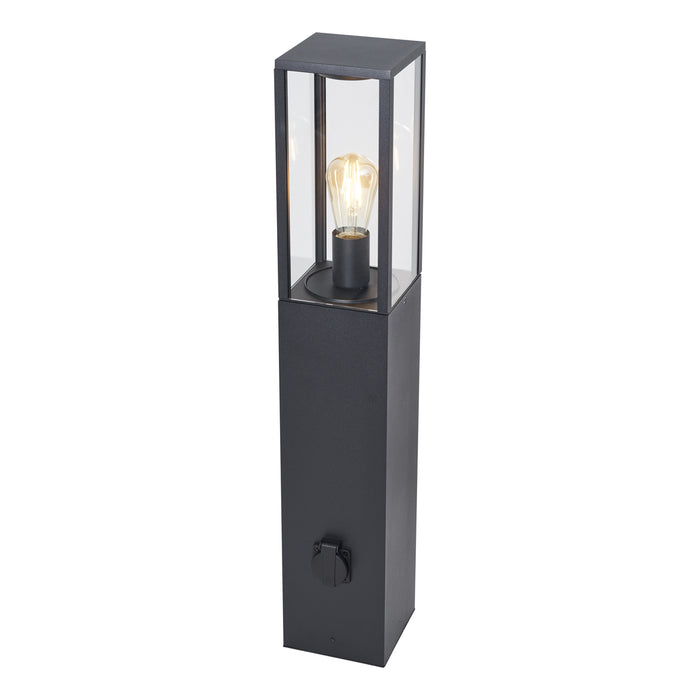 QAZQA Moderne staande buitenlamp zwart 80cm met stopcontact IP44 -