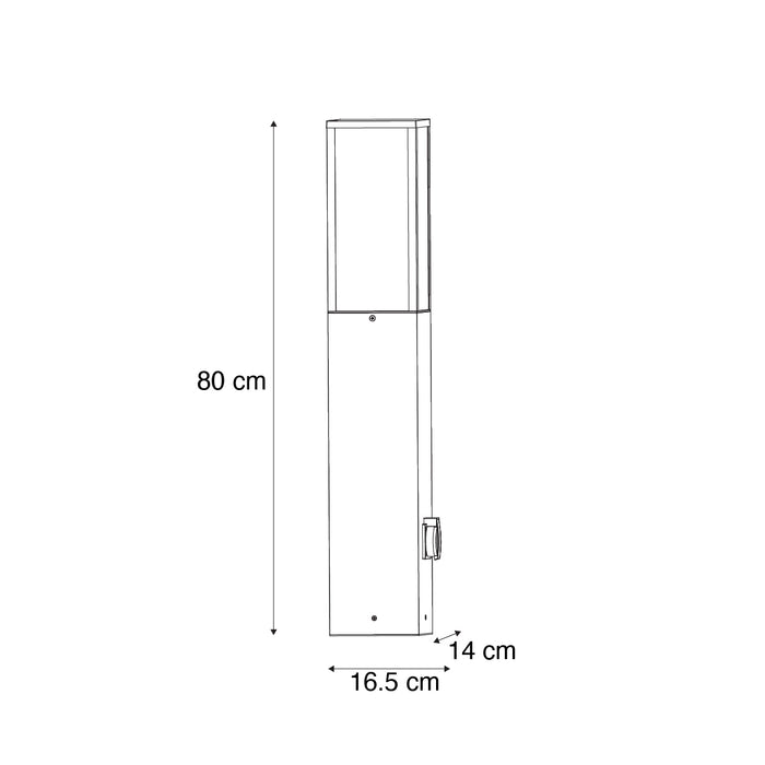 QAZQA Moderne staande buitenlamp zwart 80cm met stopcontact IP44 -