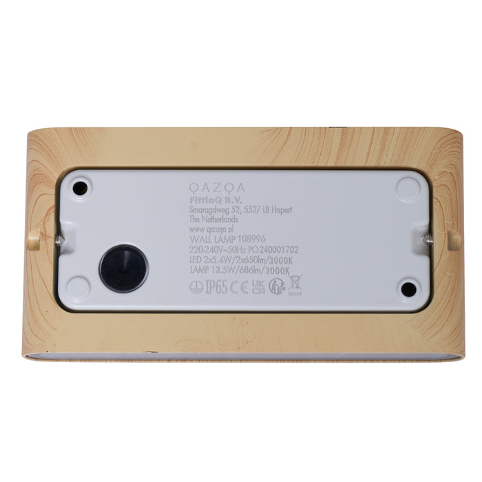 QAZQA Scandinavische buiten wandlamp hout print 17,5cm incl. LED IP65