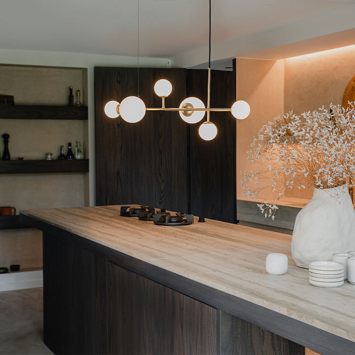 QAZQA Hotel Chique hanglamp goud met opaal wit glas 6-lichts - Monaco