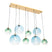 QAZQA Smart hanglamp messing met blauw en groen glas 8-lichts incl. 8