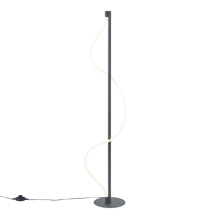 QAZQA Moderne vloerlamp zwart incl. LED 3-staps dimbaar - Twirl