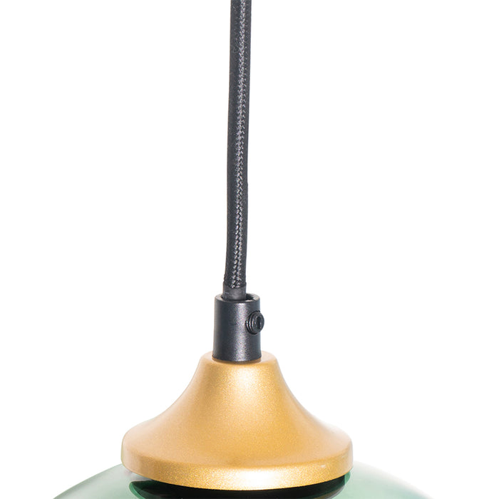 QAZQA Smart hanglamp messing met blauw en groen glas 8-lichts incl. 8