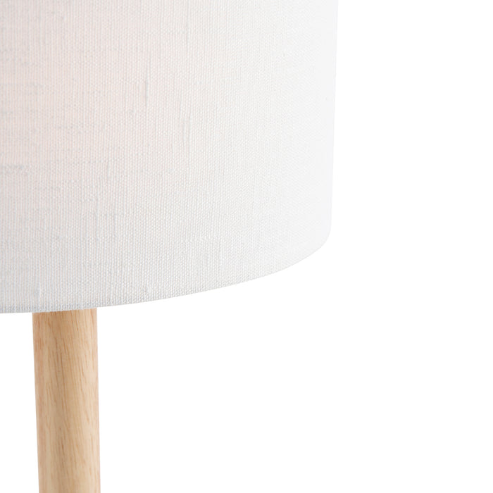 QAZQA Tafellamp hout met ovale linnen kap wit 25cm - Mels