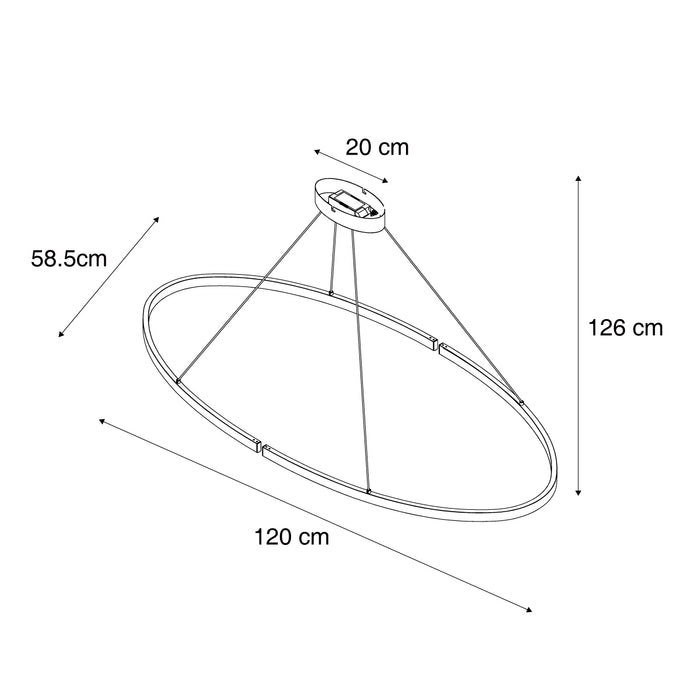 QAZQA Design hanglamp zwart ovaal 120cm incl. LED 3-staps dimbaar -