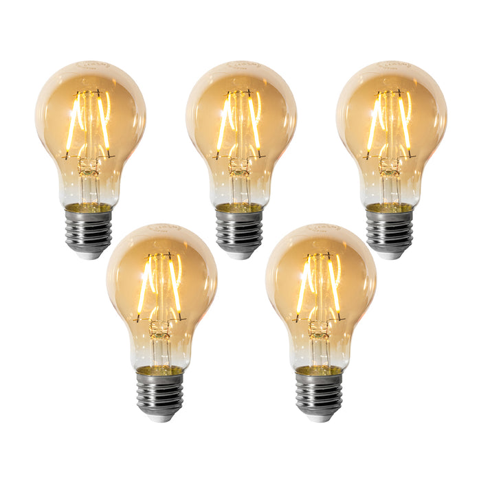 LUEDD Set van 5 E27 dimbare LED lampen A60 goud 3W 310 lm 2200K