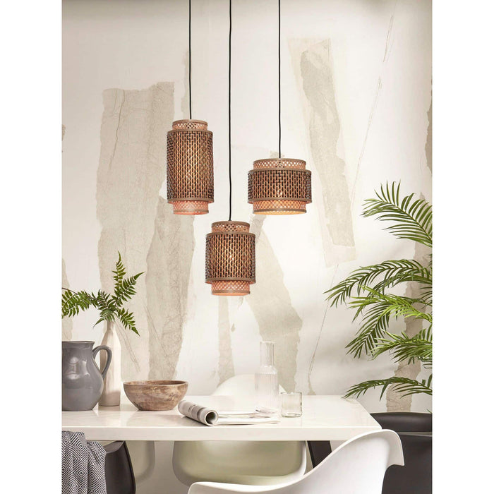 GOOD&MOJO Hanglamp Bhutan - Bamboe|Zwart - Ø25cm