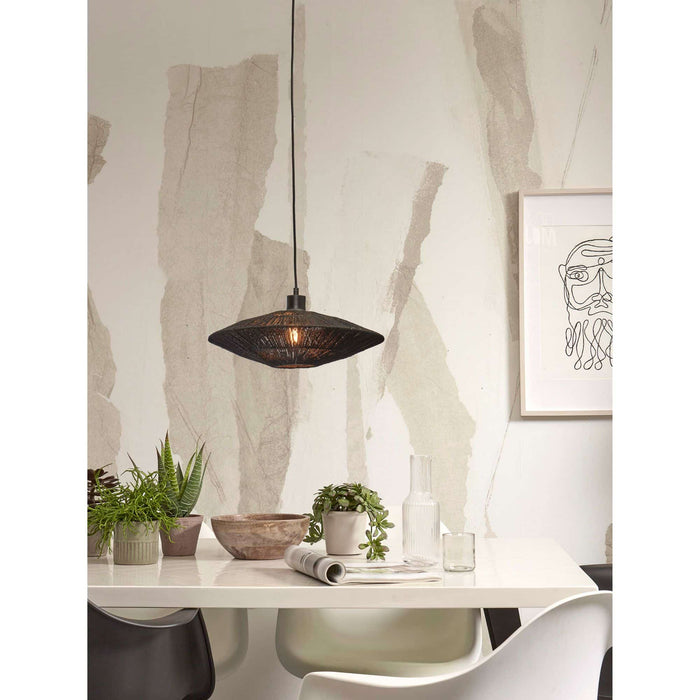 GOOD&MOJO Hanglamp Iguazu - Jute Zwart - Ø40x12cm