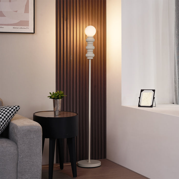 QAZQA Retro vloerlamp beige met mat glas - Fedde