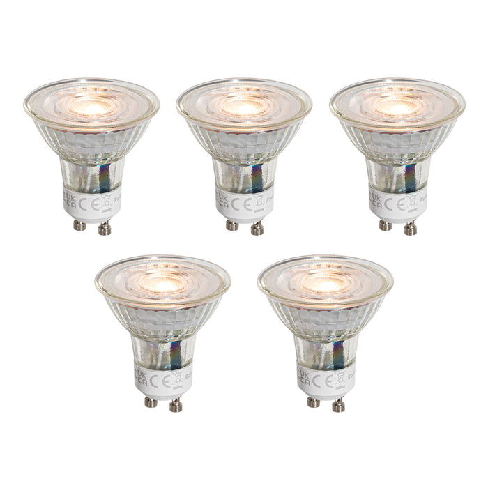 LUEDD Set van 5 GU10 50mm LED lampen helder 3W 250 lm 2200K