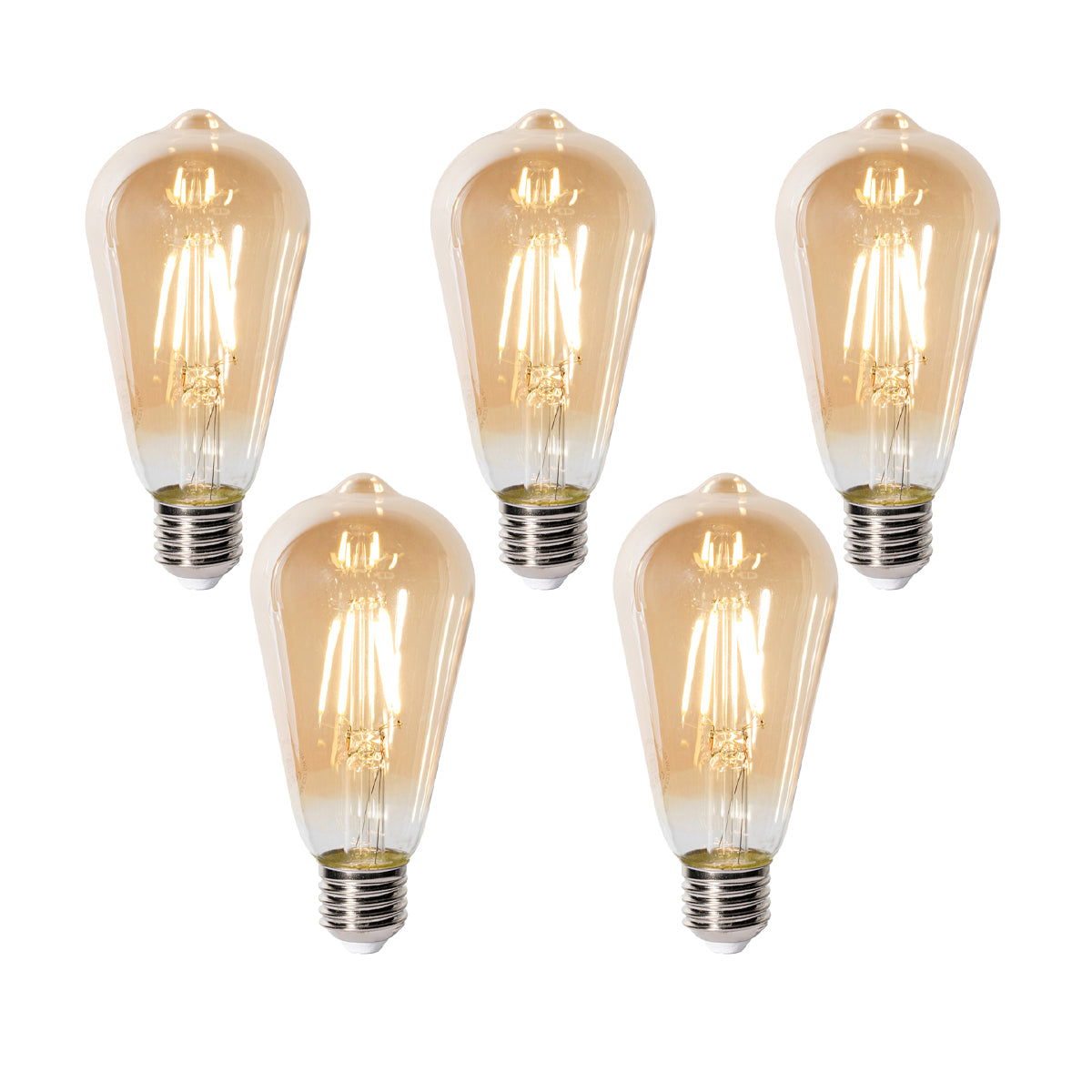 LUEDD Set van 5 E27 dimbare LED lampen ST64 goud 5W 450 lm 2700K