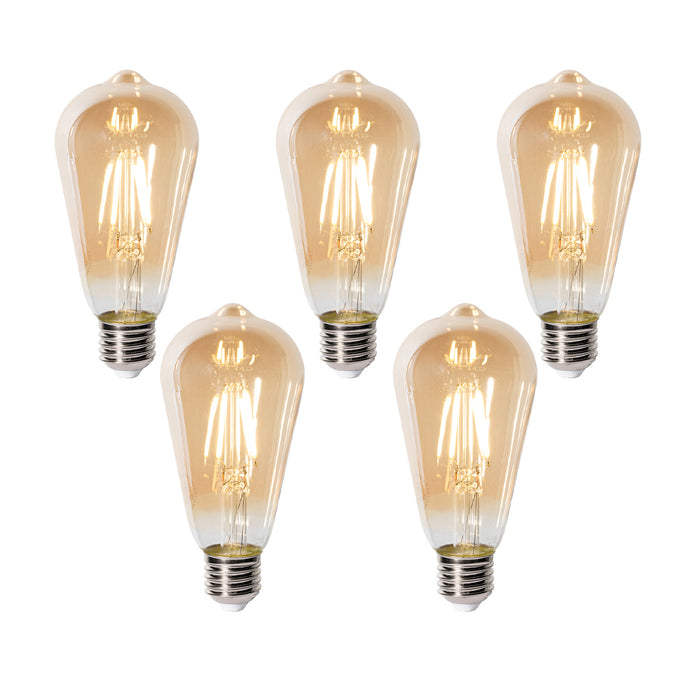 LUEDD Set van 5 E27 dimbare LED lampen ST64 goud 5W 450 lm 2700K