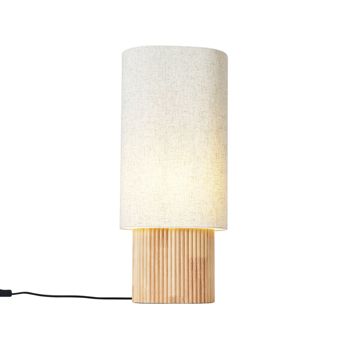QAZQA Japandi vloerlamp hout met linnen kap 70cm - Lamel