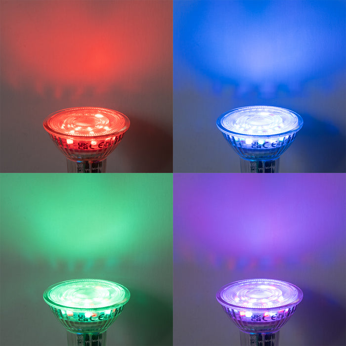 LUEDD Set van 5 Smart GU10 50 LED lampen helder RGBW 4.5W 350 lm