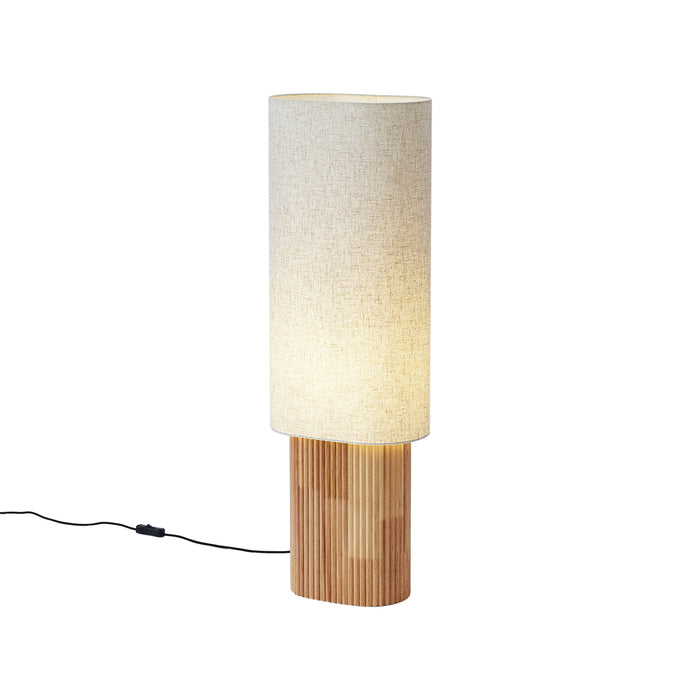 QAZQA Japandi vloerlamp hout met linnen kap 90cm - Lamel