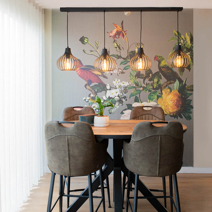 QAZQA Smart hanglamp zwart 4-lichts incl. 4 Wifi G95 - Saffira