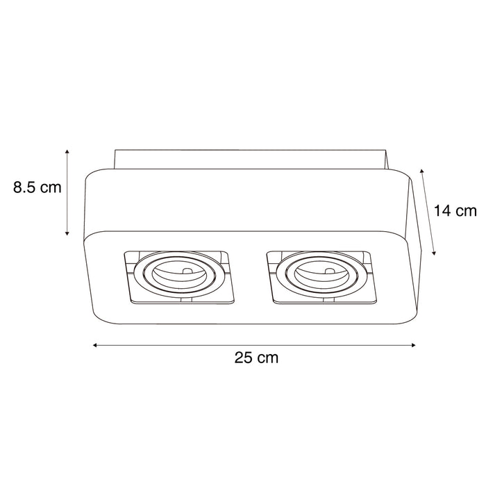 QAZQA Afgeronde opbouwspot zwart 2-lichts draai- en kantelbaar - Dox